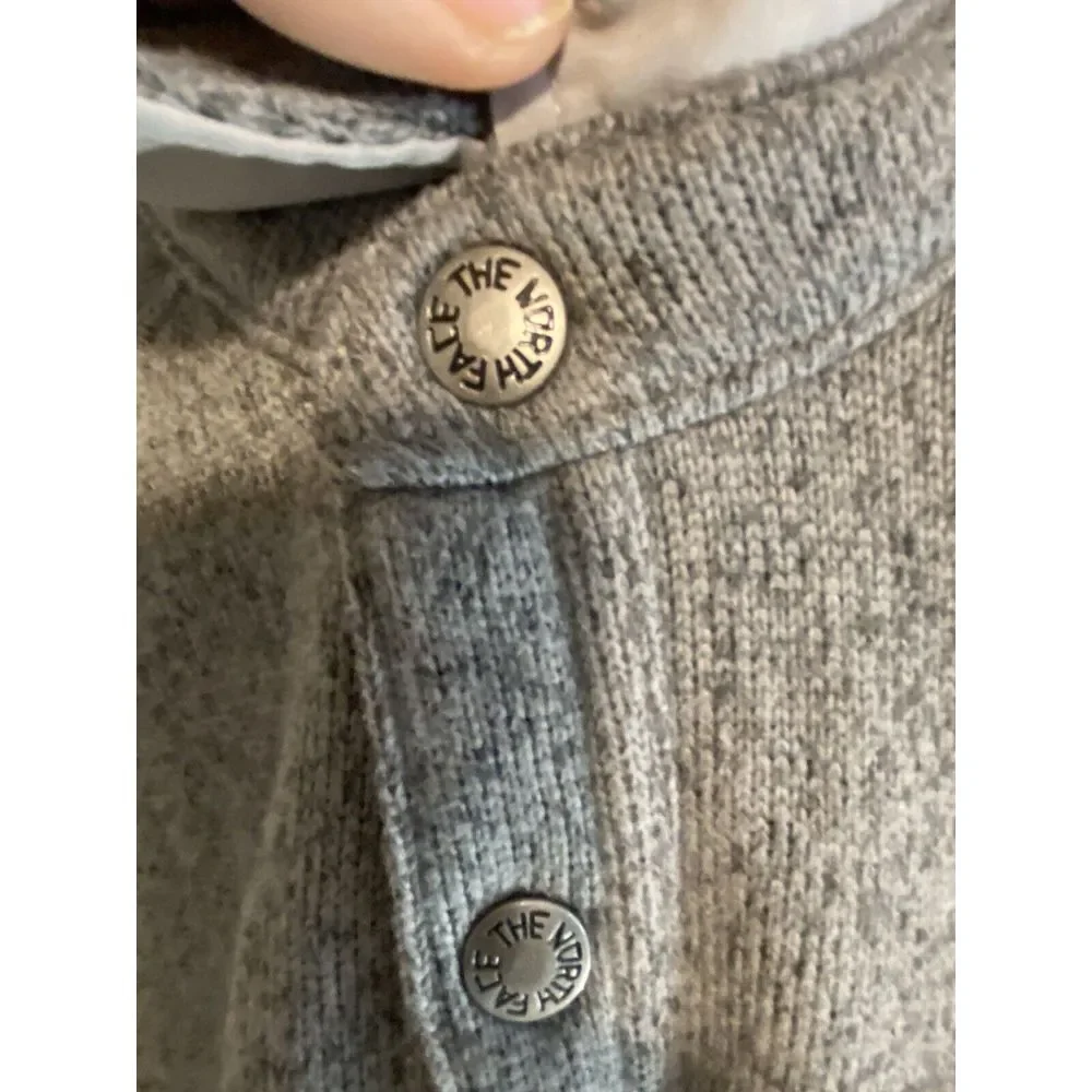 Men's The North Face Light Gray Medium‎ Weight Snap Up Fleece Jacket-Size M-MINT